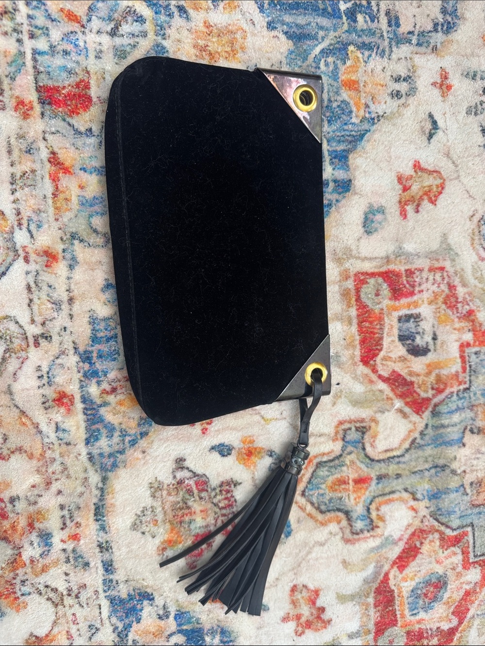 Black Velvet Tassel Clutch